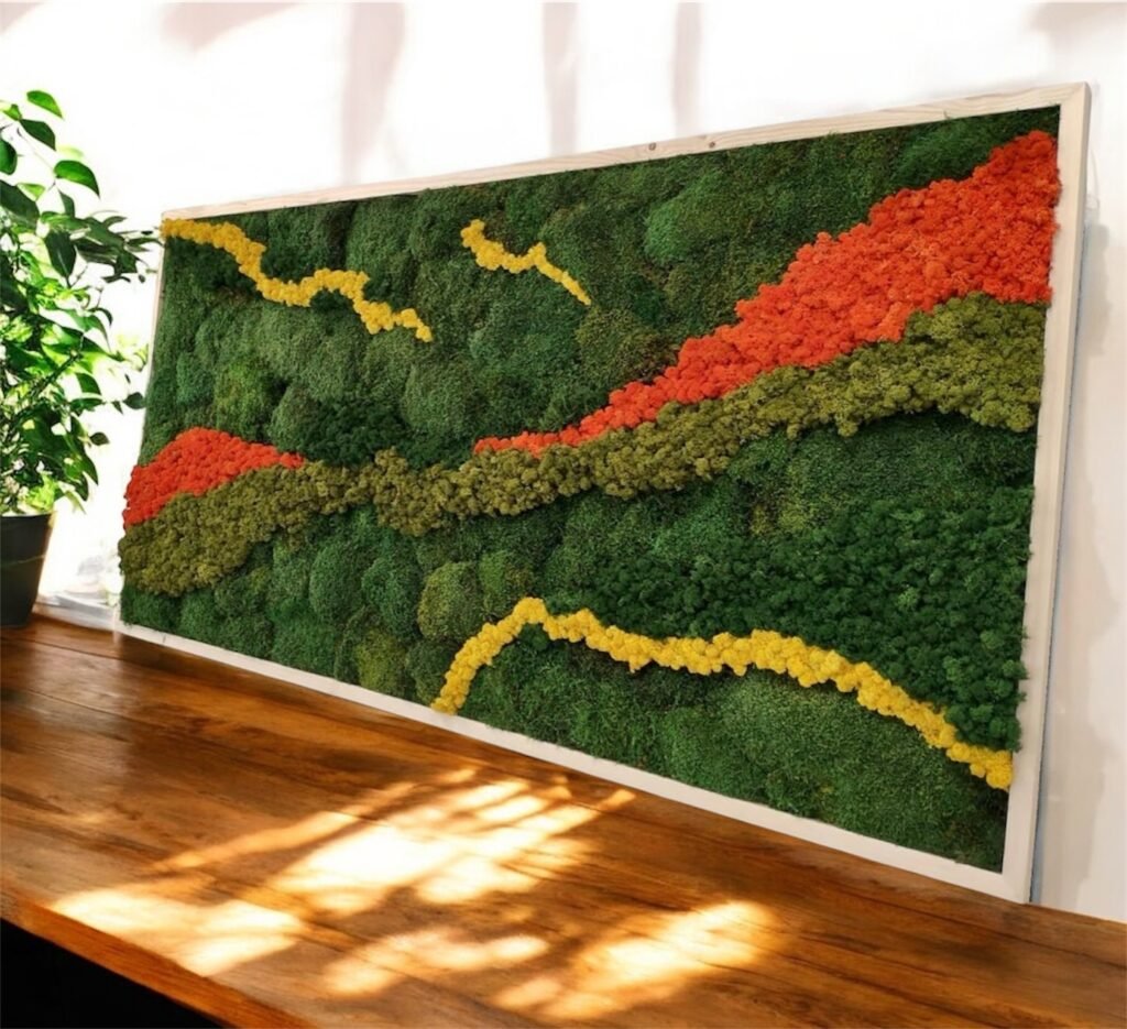 cuadro preservado de grandes dimensiones realizado con liquen finlandés y musgo forestal 